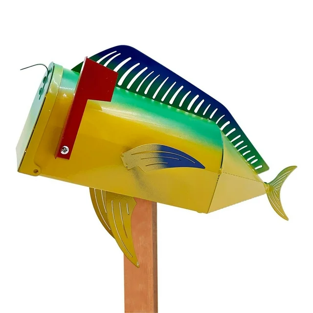Fish Mailbox for Outside of Residential Home, Rural Mailbox Constructed of Metal with a Plastic Overmold, UV Resistant