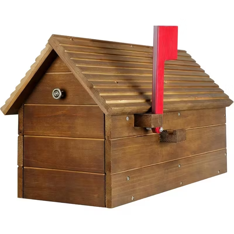 Outdoor Cedar Mailbox-Heavy Duty Cedar Wood, Decorative House