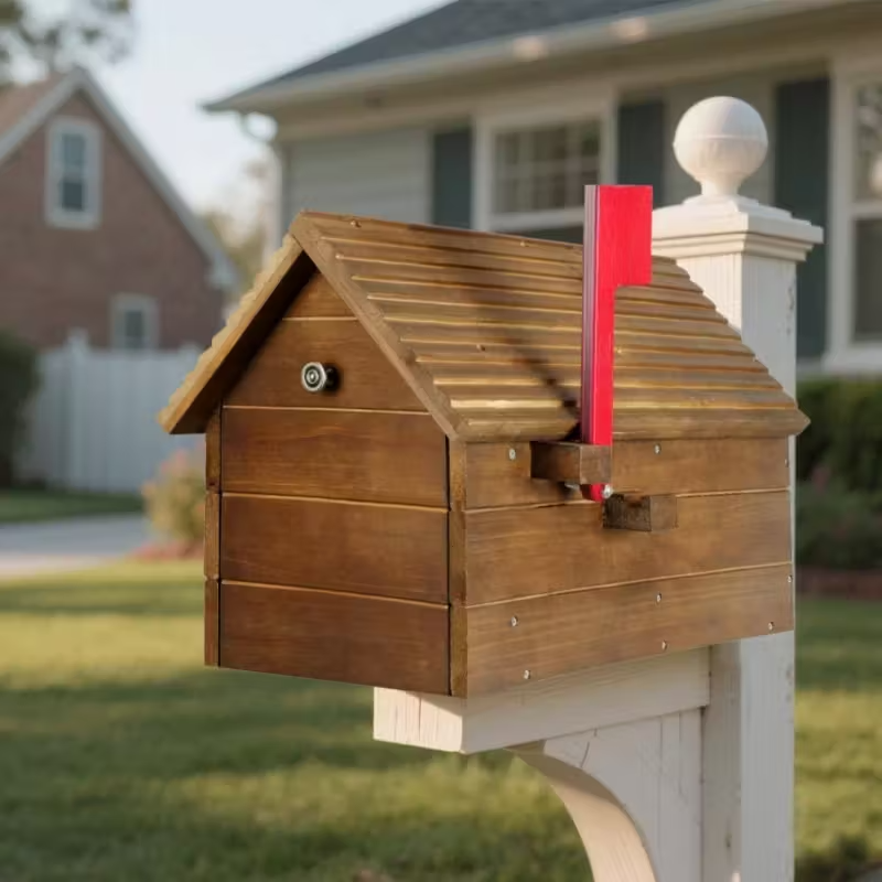 Outdoor Cedar Mailbox-Heavy Duty Cedar Wood, Decorative House